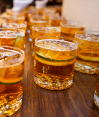 Bar menu - a line of drinks at an event