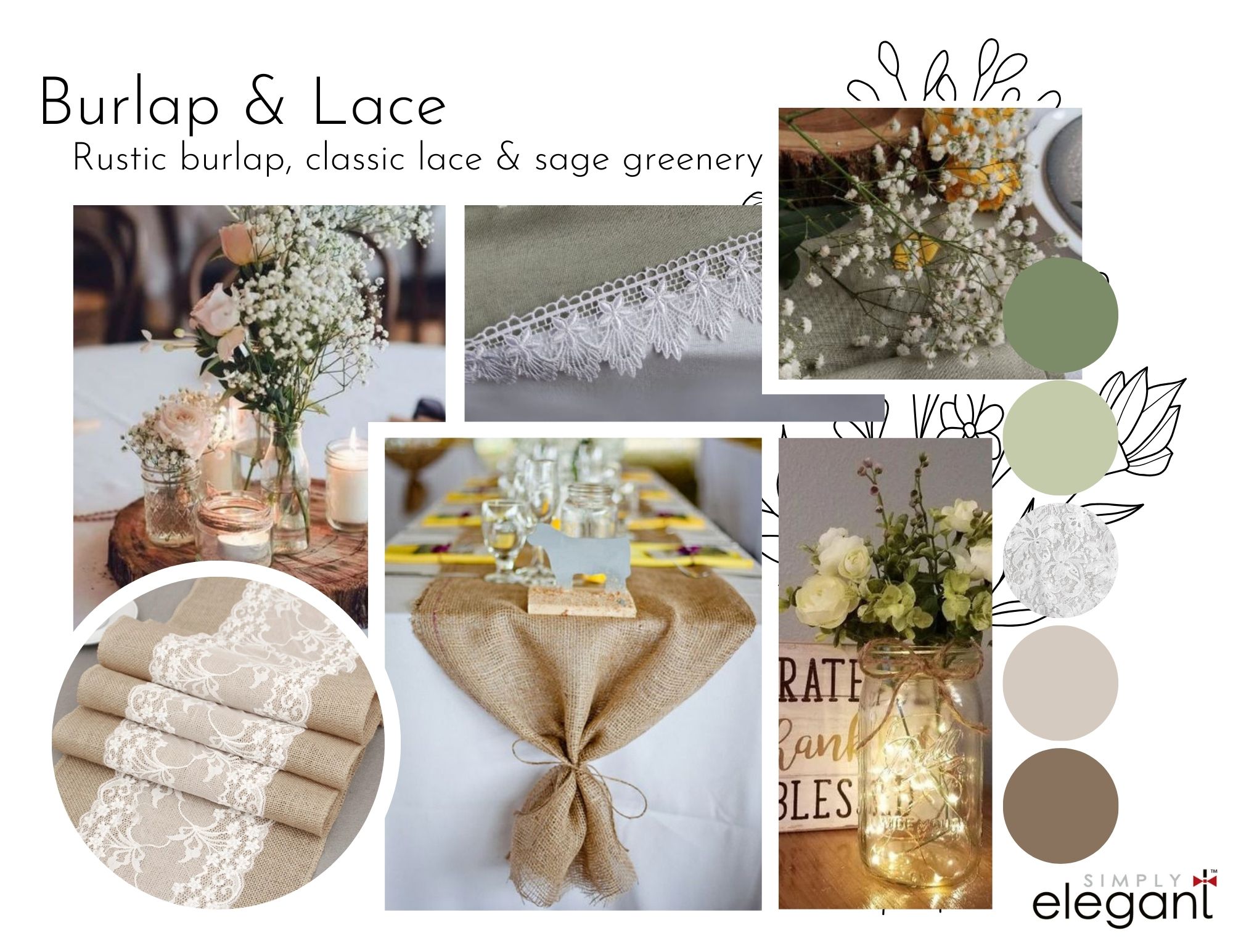Burlap and Lace Event Decorations Package Design
